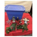 Christmas items, and plastic tote