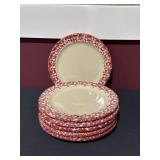 6 Henn Pottery Pink Spongeware desserts