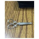 Vintage sterling sewing scissors pin