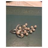 High quality, Sterling Marked pearl brooch 13