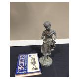 Antique 18 inch tall bronze statue with book