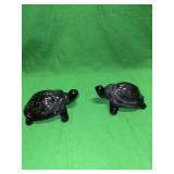 Art glass slag turtles 4 1/2 inch