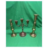 Brass candlesticks marked