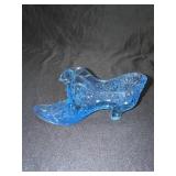 Fenton glass blue shoe