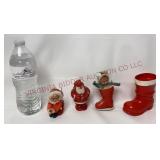 Vintage Santa Clip-on, Plastic Santa, Elf & Boot