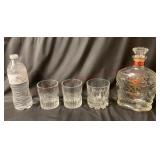 Crown Royal Whiskey Low Ball Glasses & Decanter