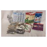 Christmas Cards (New) & Silver Bead Garland