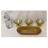 Carnival Glass Bowl & Federal Madrid Sherbet Bowls