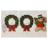 Vintage Dennison USA Die Cut Wreaths & Snowman