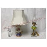 Vintage Porcelain Urn Lamp & Electric Oil Lamp