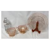 Vintage Pink Depression Glass - 3 pieces