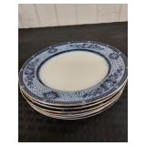 6pc rare FLO BLUE plates Burgess Leigh Premier