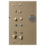 7pr 14k gold earrings hearts seahorses cameos mo