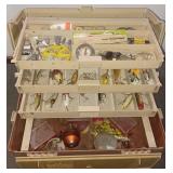 PLANO 4 tier tackle box contents wooden lures MORE