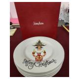 Neiman-Marcus 4pc Holiday Shoppers plate set +box