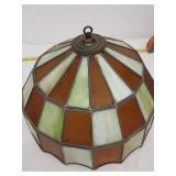 vintage stained leaded glass16" wide light fixture