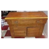 Antique maple wash stand dry sink unusual pulls