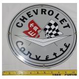 11.25" CORVETTE Chevrolet porcelain sign