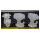 FENTON SILVER CREST 3pc lot melon vase cornucopias