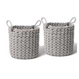 NEW Lot of 2- Coiled Rope Fishtail Weave Baskets