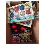 Box Lot of Christmas Ornaments & Decorations