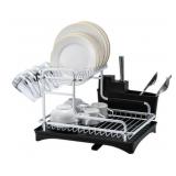 NEW Double Dish Rack Water Plate Kitchen Cutlery