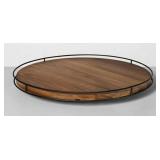 NEW 18" Wooden Lazy Susan with Metal Trim