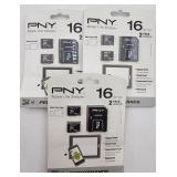 NEW Lot of 3 pny 16gb performance class 4