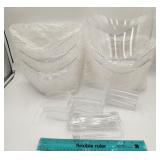 NEW Lot of 6 Plastic Buckets w/ Scoops & Tongs