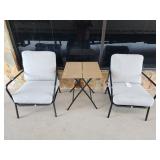 NEW 2 Outdoor Chairs & Folding Table with Cushions