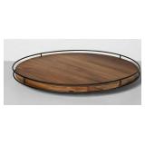 NEW 18" Wooden Lazy Susan with Metal Trim