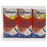 NEW LOT OF 3 Delsym no mess vapor roll on