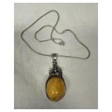 Butterscotch Egg Yolk Amber & Sterling Necklace