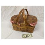 Vintage Wood Picnic Basket