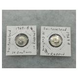 2 Collectible Swiss Rappen Coins