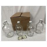 4 NEW Glass Jugs With Finger Handles