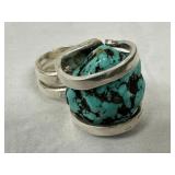 Nice Custom Sterling Silver / Raw Turquoise Ring