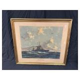 Framed Military Battleship Picture - USS Gridley