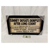 "Tunney Defeats Dempsey" Boxing Sign