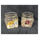 2 Jars With Old College Buttons & Keychains