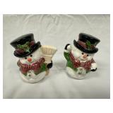 Ceramic Christmas Snowmen Salt & Pepper Shakers