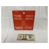 Porcelain Danger 110,000- Volts Sign-Contemporary