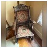Civil War tapestry rocking chair