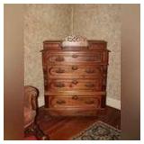 Walnut Victorian four drawer dresser with glove boxes