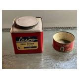 Lasco 5 lb. Chili Powder tin, Prince Albert 7 oz tobacco tin, no lid