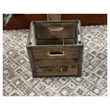 Vintage Lynnwood Farms Dairy, Tebbets, wooden milk crate with wire dividers