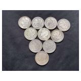 10 Morgan silver dollars