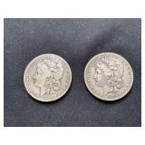 (2) 1884-S Morgan silver dollars