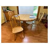 Oak dining table and 3 chairs