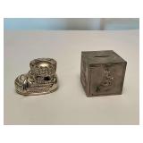 Metal baby block bank 3" x 3" x 3"